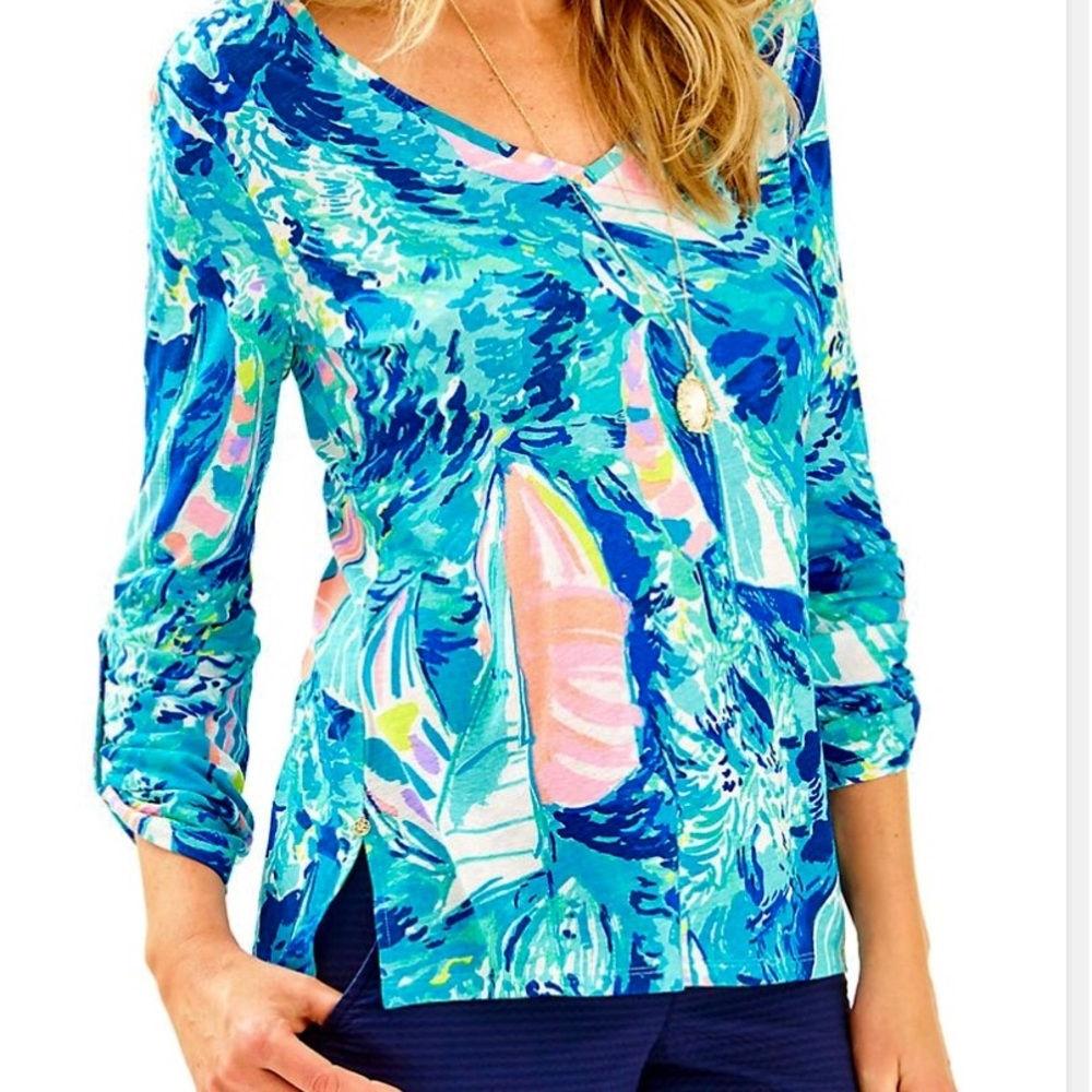 Lilly Pulitzer Jennifer Hey Bay Bay long sleeve tee.  Size Large.  NWOT.